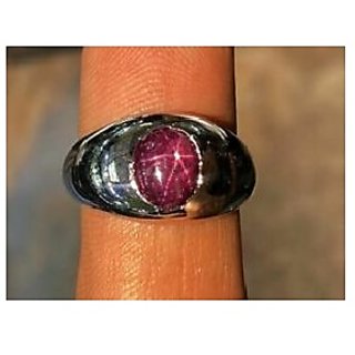                       CEYLONMINE-5.00 Carat Beautiful Star Ruby Ring with Original Stone Ring by Lab Certified for Unisex                                              