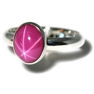                       CEYLONMINE-5.75 Carat Star Ruby Gemstone Sterling Silver Ring for Women Natural Star Ruby Ring for Unisex                                              