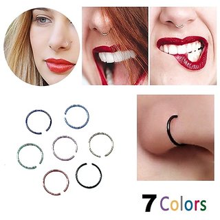                       Metal Nose Ring  (Pack of 7)                                              