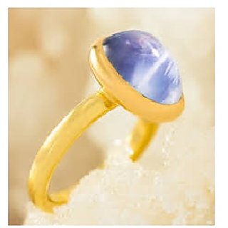                       CEYLONMINE-5.75 Ratti Star Sapphire Blue Star Sapphire Gold Plated Star Gemstone Rings For Men and Women                                              
