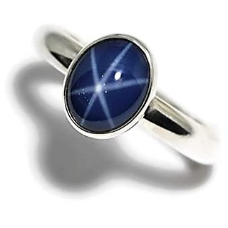                       CEYLONMINE-5 Carat Blue Star Sapphire Sterling Silver Star Sapphire Rings for men and Women                                              