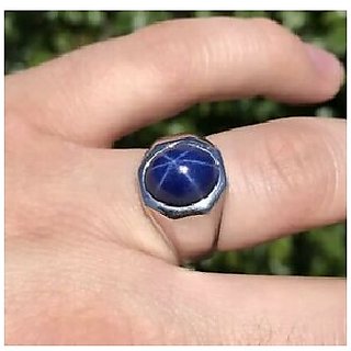                       CEYLONMINE-5.25 Carat Women'S Precious Metal Blue Star Sapphire Sterling Silver Blue Star Gemstone Rings                                              
