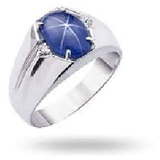                       CEYLONMINE-5.50 Carat Star Sapphire Engagement Rings Sterling Silver Star Gemstone Jewellery Rings For Unisex                                              