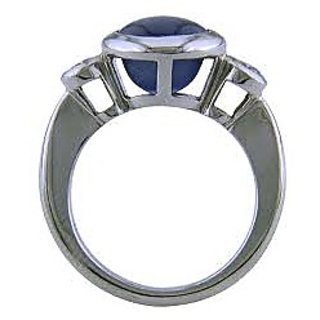                       CEYLONMINE-5.50 Carat Star Sapphire Blue Star Sapphire Sterling Silver Star Gemstone Rings for Unisex                                              