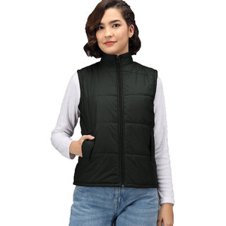Kotty Black Nylon Solid Women Puffer Jacket