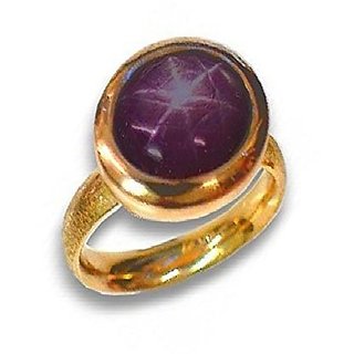                       JAIPUR GEMSTONE-5.25 Carat Star Ruby Women's Ring Gold Plated Natural Star Ruby Gemstone Ring for Men and Women                                              