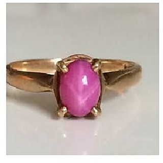                       JAIPUR GEMSTONE-5.25 Carat Natural Star Ruby Women's Precious Metal Ruby 6 Ray Star Gold Plated Ring for Men and Women                                              