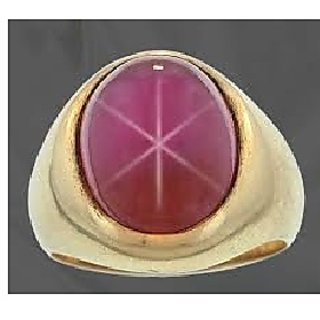                       JAIPUR GEMSTONE-5.75 Ratti Star Ruby Gemstone Women's Ring Gold Plated Natural Star Ruby Gemstone Ring for Unisex                                              