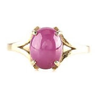                       JAIPUR GEMSTONE-5.75 Ratti Star Ruby Female Ring Gold Plated Natural Star Ruby Gemstone Astrology Ring                                              