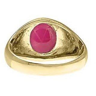                       JAIPUR GEMSTONE-5.5 Carat Star Ruby Ring Gold Plated Ring Star Ruby Astrological Ring for Unisex                                              