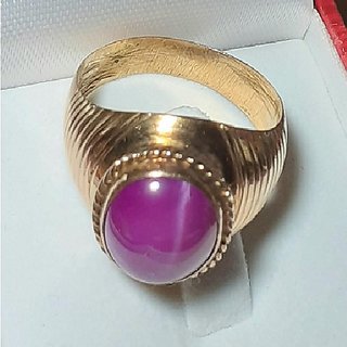                       JAIPUR GEMSTONE-5.75 Carat Star Ruby Ring Unheated Untreated Certified Gemstone Gold Plated Ring for Unisex                                              