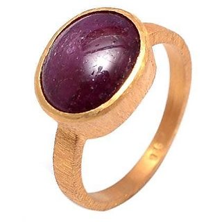                       JAIPUR GEMSTONE-5 Carat Natural Star Ruby Gold Plated Star Ruby Gemstone Ring for Men and Women                                              