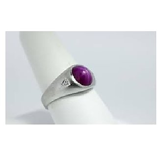                       JAIPUR GEMSTONE-5.5 Ratti Natural Star Ruby Gemstone Unisex Ring Sterling Silver Pink Star Ruby Ring for Unisex                                              
