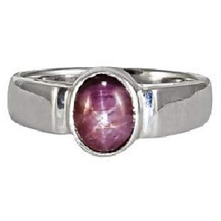                       JAIPUR GEMSTONE-5.20 Ratti Star Ruby Gemstone Ring Sterling Silver Natural Star Manik Ring for Unisex                                              
