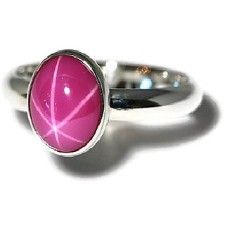                       JAIPUR GEMSTONE-5 Carat Pink Star Manik Ring Star Jewellery Rings Natural Star Ruby Gemstone Ring for Men and Women                                              