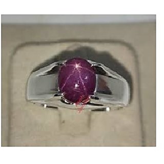                       JAIPUR GEMSTONE-5.5 Carat Star Ruby Ring Sterling Silver Ring Star Ruby Astrological Ring for Unisex                                              