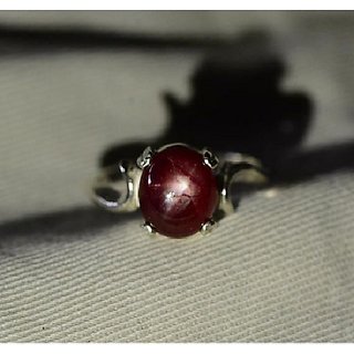                       JAIPUR GEMSTONE-5.75 Ratti Star Ruby Gemstone Women's Ring Sterling Silver Natural Star Ruby Gemstone Ring for Unisex                                              