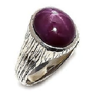                       JAIPUR GEMSTONE-5.75 Carat Star Ruby Gemstone Sterling Silver Ring for Women Natural Star Ruby Ring for Unisex                                              