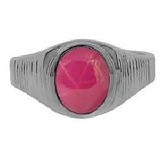                       JAIPUR GEMSTONE-5 Carat Pink Star Manik Ring Star Jewellery Rings Natural Star Ruby Gemstone Ring for Men and Women                                              