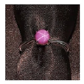                       JAIPUR GEMSTONE-5.00 Ratti Natural Star Ruby Gemstone Unisex Ring Sterling Silver Pink Star Ruby Ring for Men and Women                                              