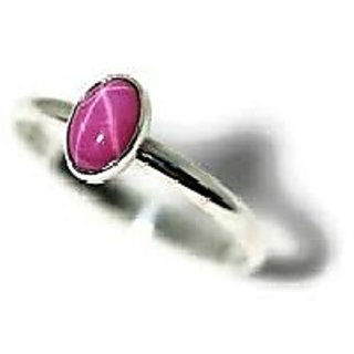                       JAIPUR GEMSTONE-5.5 Ratti Natural Star Ruby Gemstone Unisex Ring Sterling Silver Pink Star Ruby Ring for Unisex                                              