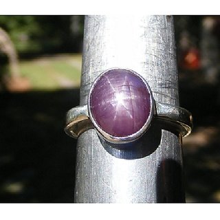                       JAIPUR GEMSTONE-5.5 Carat Star Ruby Ring Sterling Silver Ring Star Ruby Astrological Ring for Unisex                                              