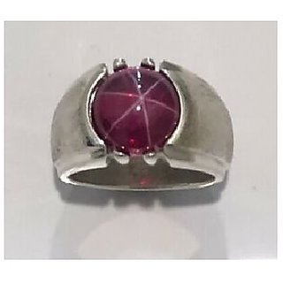                       JAIPUR GEMSTONE-5 Carat Star Ruby Gemstone Astrology Female Ring Sterling Silver Natural Star Ruby Gemstone for Unisex                                              