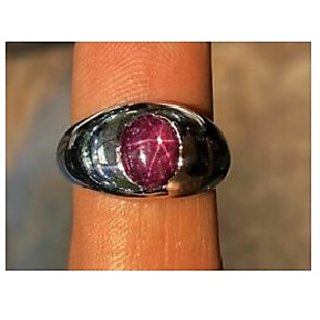                       JAIPUR GEMSTONE-5.00 Carat Beautiful Star Ruby Ring with Original Stone Ring by Lab Certified for Unisex                                              