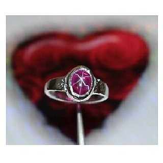                       JAIPUR GEMSTONE-5.5 Carat Star Ruby Ring Sterling Silver Ring Star Ruby Astrological Ring for Unisex                                              