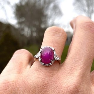                       JAIPUR GEMSTONE-5.5 Carat Star Ruby Astrological Ring Original Certified Natural Star Ruby Gemstone Ring                                              