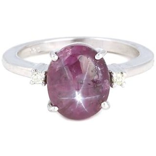                       JAIPUR GEMSTONE-5.5 Ratti Star Ruby Sterling Silver Natural Unheated Untreated Certified Gemstone Ring for Unisex                                              