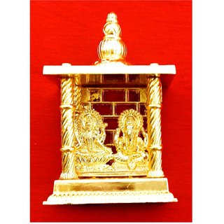                       24 Ct Gold Plated Ashtadhatu Laxmi Ganesh Mandir Temple Metal Home Temple  (Height 11, Pre-assembled)                                              