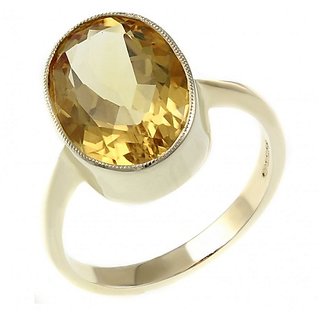                       JAIPUR GEMSTONE-Citrine Sunehla 5.25ratti Panchdhatu Adjustable Gold Plated Ring for Women and Men                                              