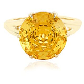                       JAIPUR GEMSTONE-Certified Citrine (Sunehla)  5 cts or 5.25 ratti Gold Plated Ring for Men and Women                                              