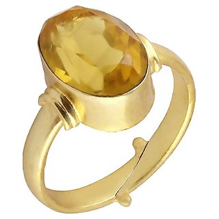                       JAIPUR GEMSTONE-5.00 Carat Citrine Ring Sunela Certified Natural Gemstone Citrine Gold Plated Adjustable Ring for Unisex                                              