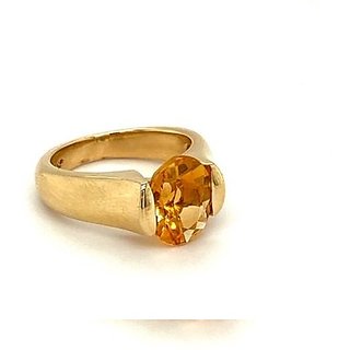                       JAIPUR GEMSTONE-Natural Gemstone Citrine Gold Plated Ring Adjustable Ring for Unisex                                              