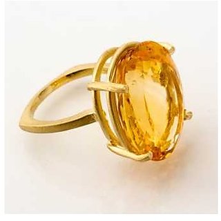                       JAIPUR GEMSTONE-Natural Citrine Sunehla 5.25 Ratti Panchdhatu Adjustable Gold Plated Ring for Men and Women                                              