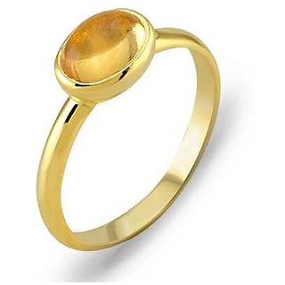                       JAIPUR GEMSTONE-5.25 Ratti Natural Certified Beautiful Sunela Ring Citrine Gold Plated Ring for Men and Women                                              