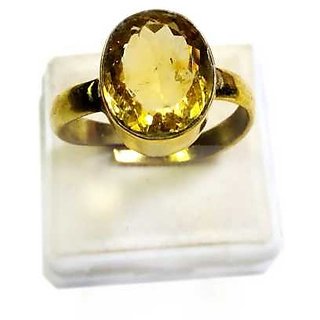                       JAIPUR GEMSTONE-Citrine Sunehla 5.25ratti Panchdhatu Adjustable Gold Plated Ring for Women and Men                                              
