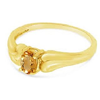                       JAIPUR GEMSTONE-Natural Certified Citrine (Sunehla) 5.25 Ratti Bold Gold Plated Ring for Men and Women                                              