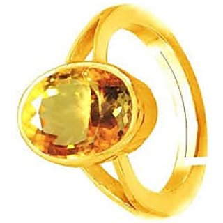                       JAIPUR GEMSTONE-Natural Certified 5.25 Ratti Panchdhatu Citrine (Sunehla) Gemstone Ring for Astrological Purpose                                              
