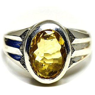                       JAIPUR GEMSTONE-Natural Gemstone Citrine Silver Plated Ring Adjustable Ring for Unisex                                              