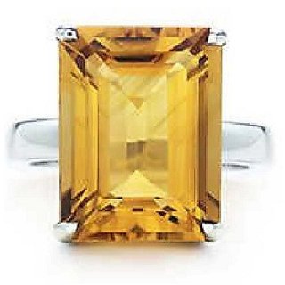                       JAIPUR GEMSTONE-Natural Citrine Sunehla 5.25ratti Panchdhatu Adjustable Silver Plated Ring for Women and Men                                              