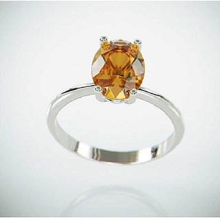                       JAIPUR GEMSTONE-Natural Yellow Natural Citrine Panchdhatu for Men and Women, Sunhela Stone Silver Plated Ring for Unisex                                              