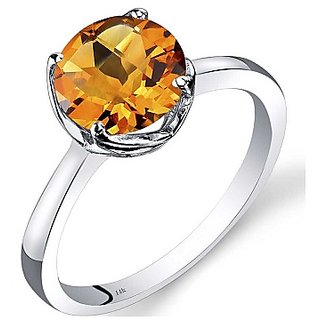                       JAIPUR GEMSTONE-5 Carat Citrine Ring Sunela Certified Natural Gemstone Citrine Silver Plated Adjustable Ring for Unisex                                              
