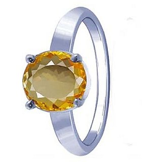                       JAIPUR GEMSTONE-Citrine Sunehla 4.8cts or 5.25ratti Panchdhatu Adjustable Ring for Women and Men                                              