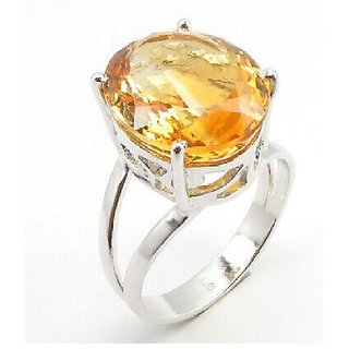                       JAIPUR GEMSTONE-5.00 Carat Citrine Ring Sunela Certified Natural Original Gemstone Citrine Silver Plated Adjustable Ring                                              
