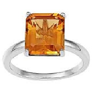                       JAIPUR GEMSTONE-Natural Certified Citrine (Sunehla) 5.25 Ratti Silver Plated Ring for Men and Women                                              