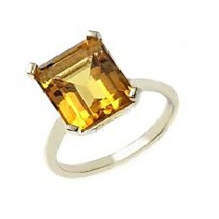                       JAIPUR GEMSTONE-Natural Citrine Sunehla 5.25ratti Panchdhatu Adjustable Silver Plated Ring for Women and Men                                              