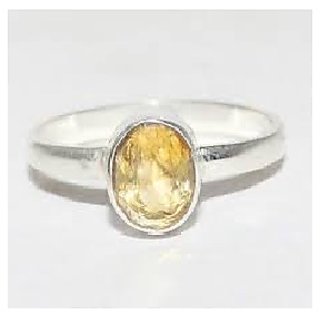                       JAIPUR GEMSTONE-Citrine Sunehla 5.75 Ratti Silver Adjustable Ring Silver Plated for Men and Women                                              